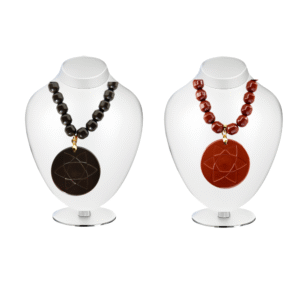 Acupressure Massage Necklace with Black Tourmaline  Ceramic Pendant